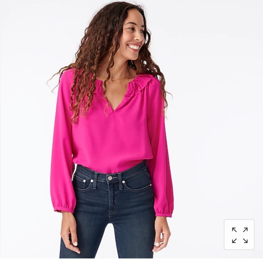 J.Crew Drapey Ruffle Neck Top, EUC